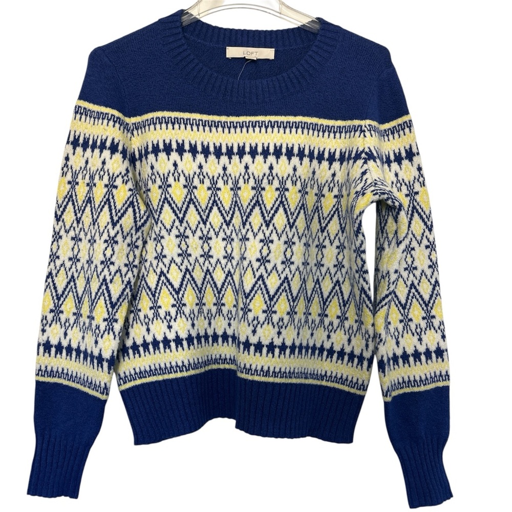 LOFT Patterned Crew Neck Sweater